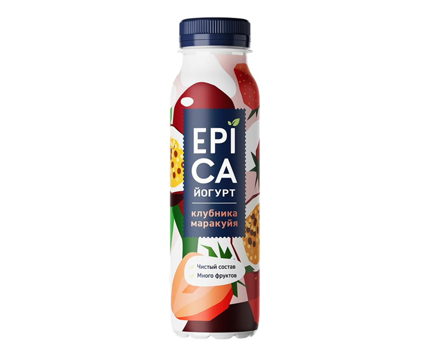 Питьевой йогурт Epica с клубникой и маракуйей 2.5% 260г