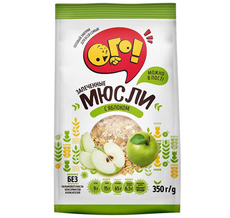Мюсли Ого Запечённые с яблоком 350г